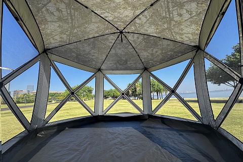 Фото шатер туристический kyoda 6 сторон, р.360*360*238см, плотн190т, 210d, цвет кмф