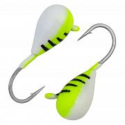 Фото капля с ушком d 4,0 мм, вес 1.1 гр, окраска фосфор+лимон с полосками /10 шт/